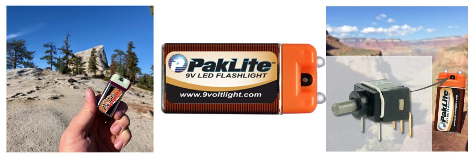 Handheld Pak-Lite 9V battery flashlight with G13AH ultra-miniature process sealed toggle that has been used for 25 years.